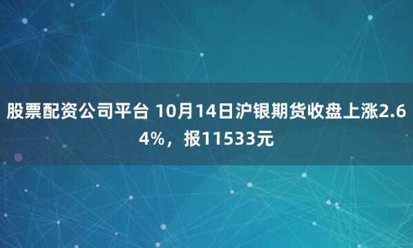 股票配资公司平台 10月14日沪银期货收盘上涨2.64%，报11533元